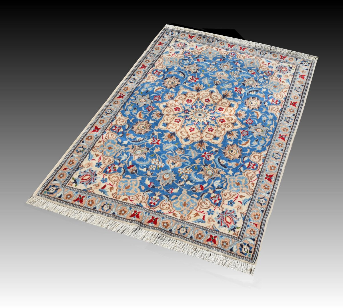 Tapis Persan Nain Iran Laine et Soie "fait Main - 0.85 X 1.29 Mètres-photo-4
