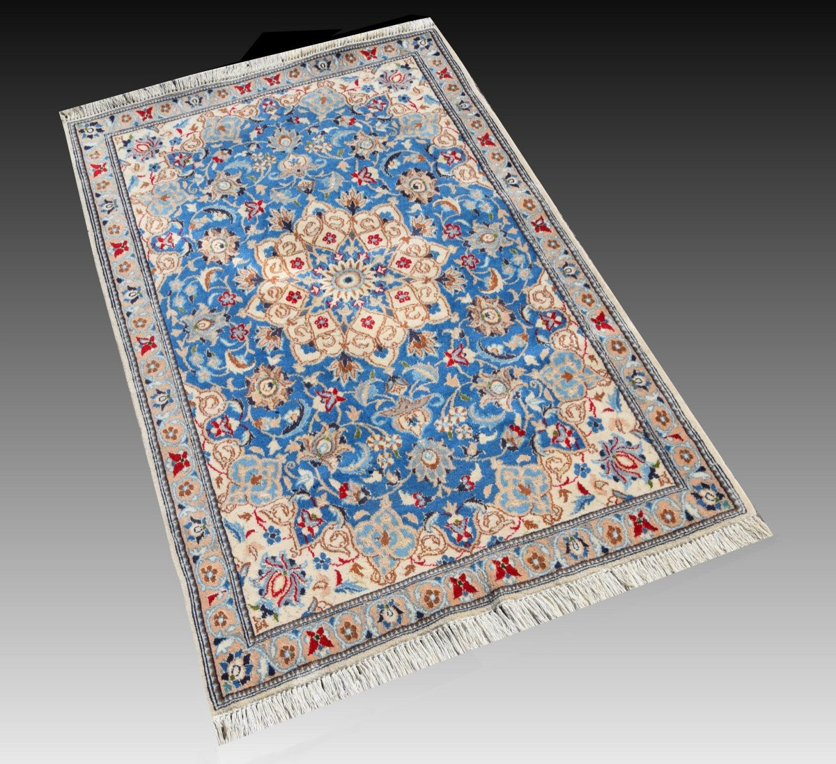 Tapis Persan Nain Iran Laine et Soie "fait Main - 0.85 X 1.29 Mètres-photo-4