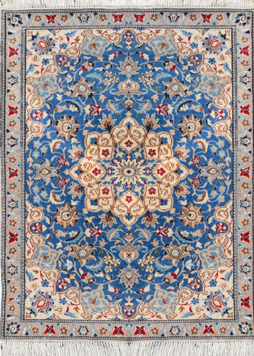 Tapis Persan Nain Iran Laine et Soie "fait Main - 0.85 X 1.29 Mètres