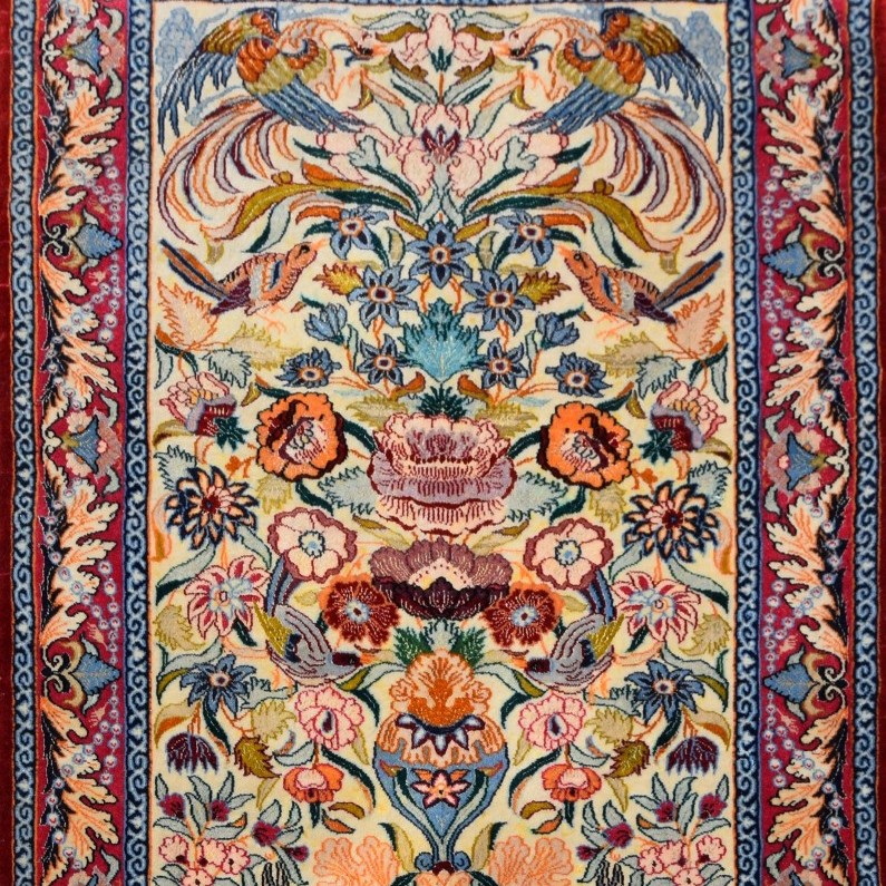 Oriental Rug Iran Isfahan: 0.74 X 1.08 Cm - Wool And Silk