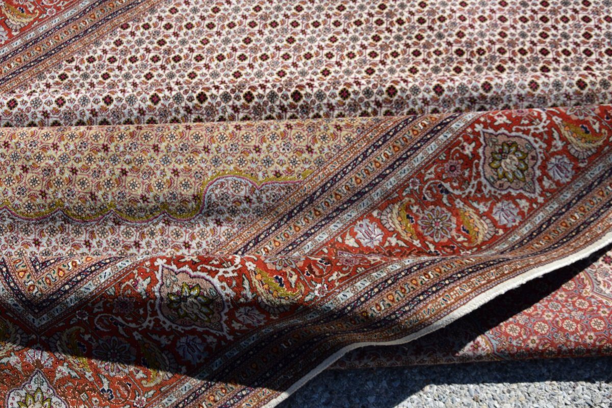 Large Oriental Rug Tabriz Iran Wool And Silk: 3.59 X 2.52 Meters -photo-3