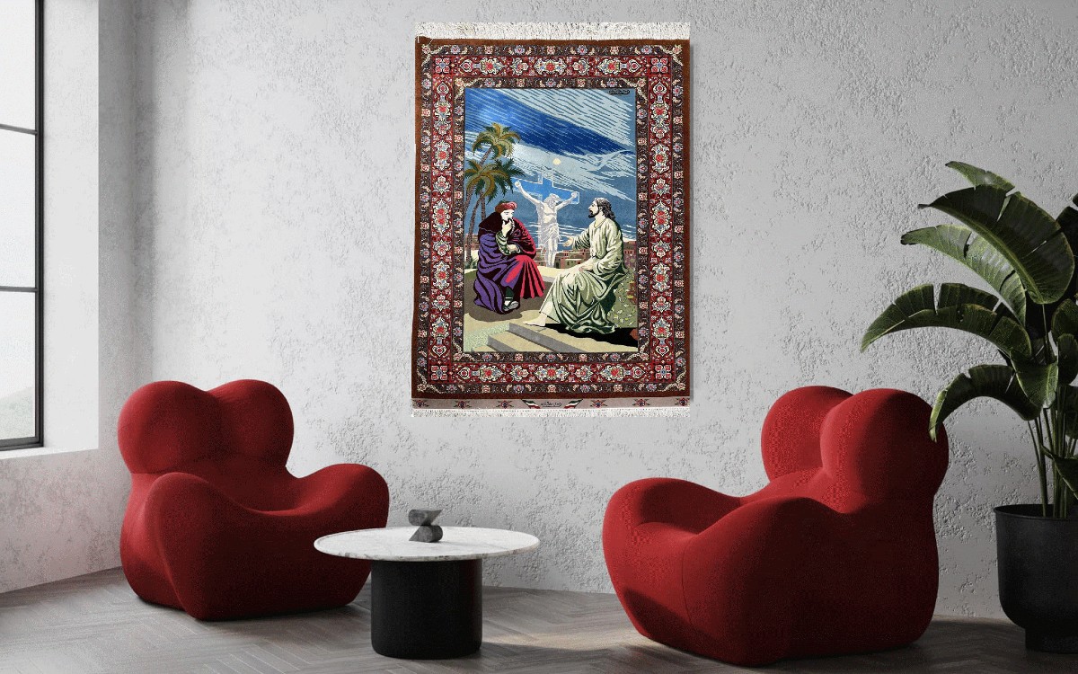 Tapis d'Orient Ghoum Iran Laine et Soie - Signé : Par Maître : Mehdi Sadeghzadeh -photo-5