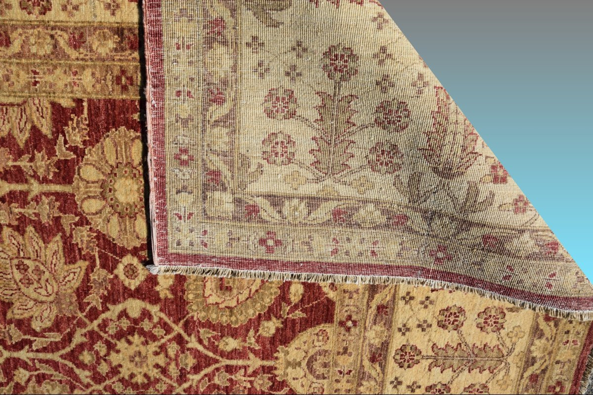 Grand Tapis d'Orient Ziegler :  3.90 X 2.80 Mètres - Fait Main En Laine-photo-6