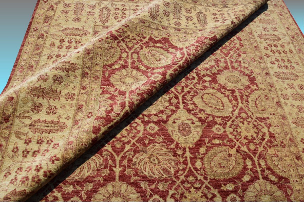 Grand Tapis d'Orient Ziegler :  3.90 X 2.80 Mètres - Fait Main En Laine-photo-7