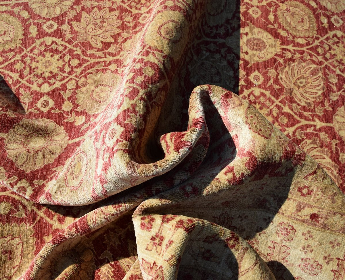 Grand Tapis d'Orient Ziegler :  3.90 X 2.80 Mètres - Fait Main En Laine-photo-8