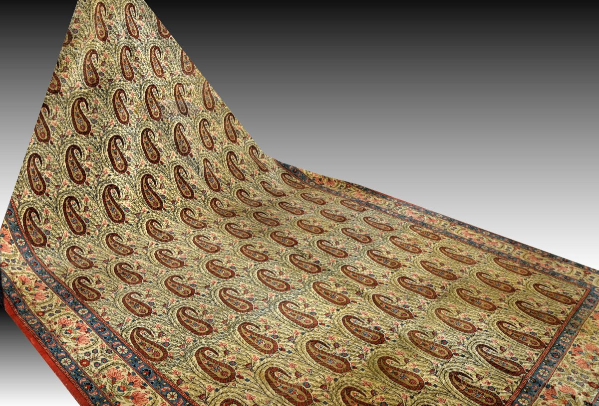 Large Iranian Ghoum Oriental Rug, Kurk Wool: 4.07 X 2.45 Meters -photo-2