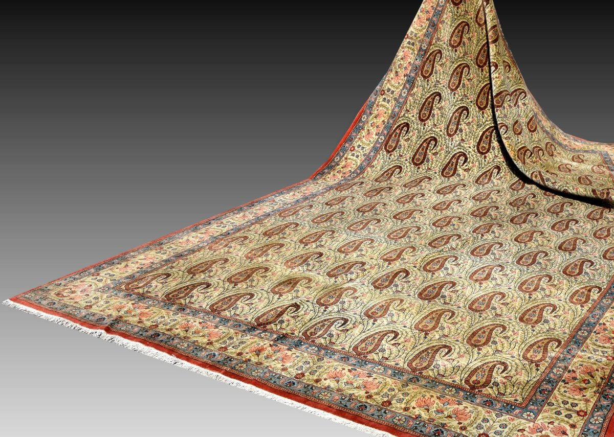 Large Iranian Ghoum Oriental Rug, Kurk Wool: 4.07 X 2.45 Meters -photo-1