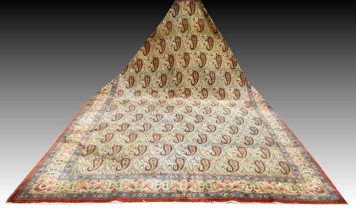 Large Iranian Ghoum Oriental Rug, Kurk Wool: 4.07 X 2.45 Meters -photo-5