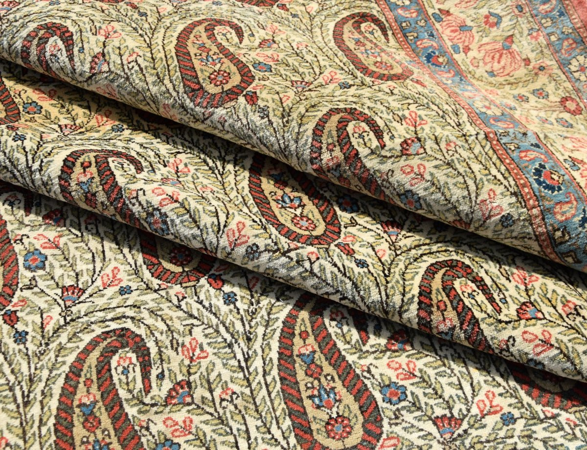 Large Iranian Ghoum Oriental Rug, Kurk Wool: 4.07 X 2.45 Meters -photo-6