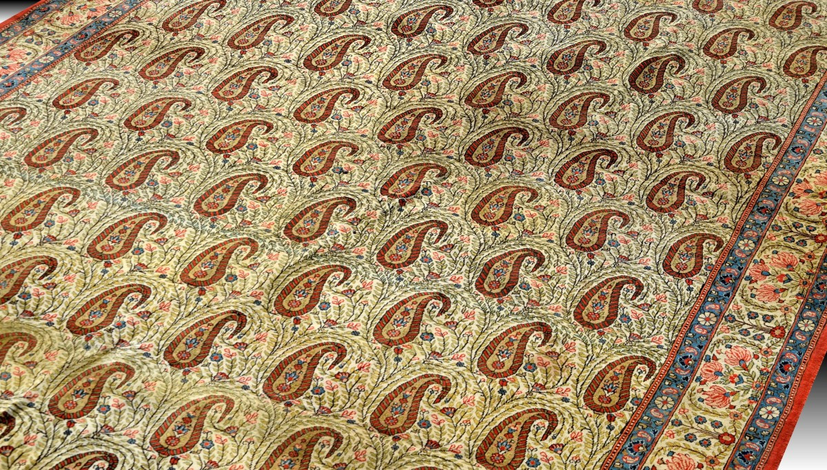 Large Iranian Ghoum Oriental Rug, Kurk Wool: 4.07 X 2.45 Meters 