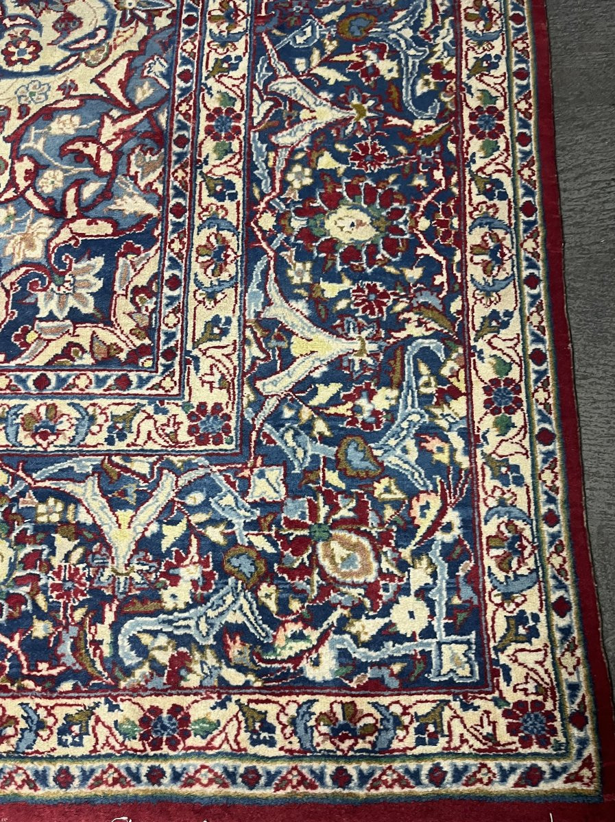 Grand tapis d'Orient Ancien Persan Iran Ispahan - Dim: 4.17 X 3.15 Mètres-photo-5