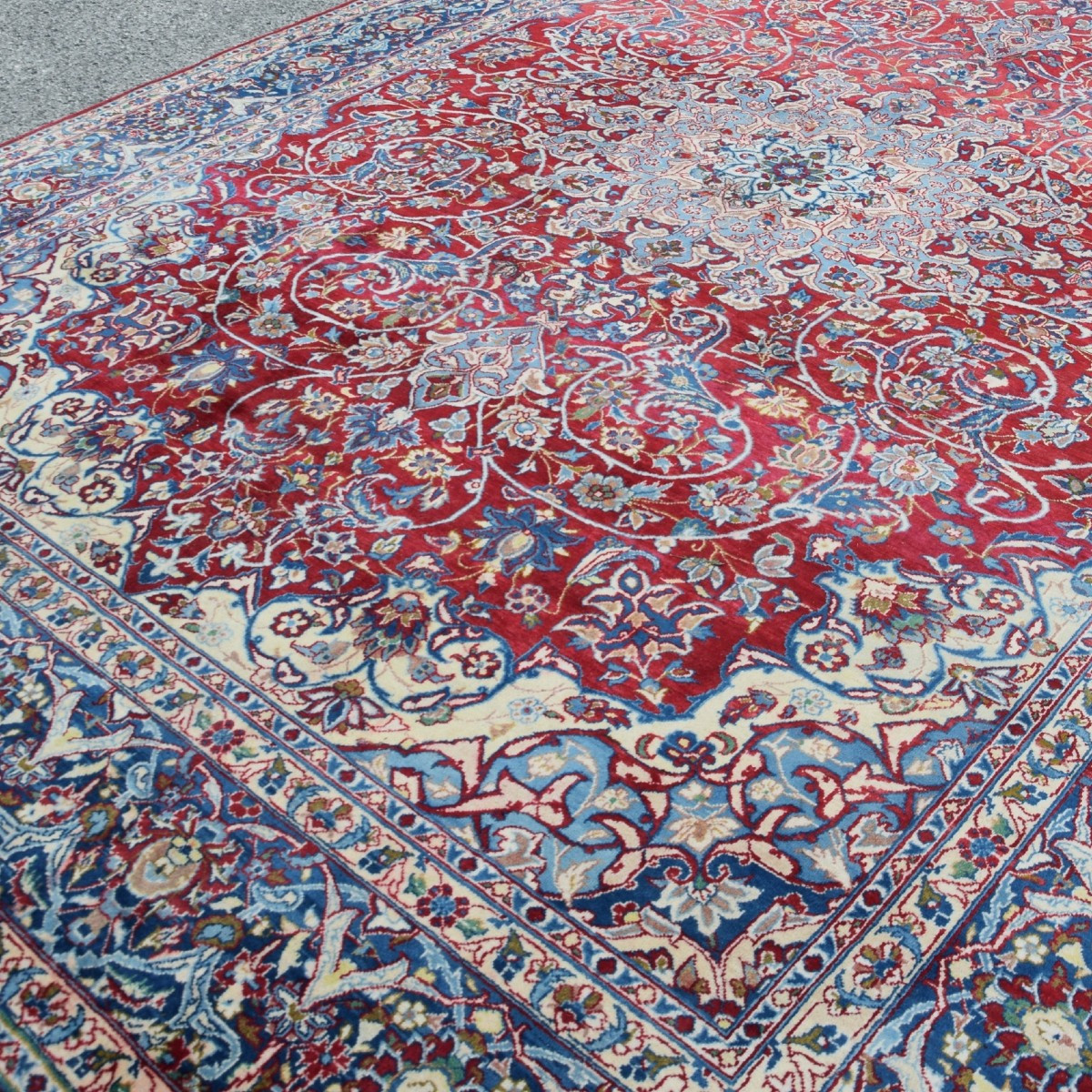 Grand tapis d'Orient Ancien Persan Iran Ispahan - Dim: 4.17 X 3.15 Mètres