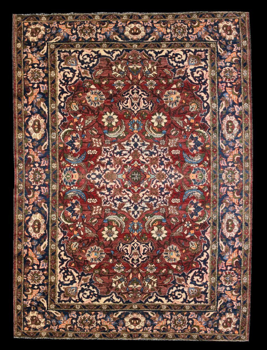 Tapis d'Orient Persan Iran Ispahan Mobarakeh. 1.37 x 2.05 Mètres- Fait Main - Ancien: 1920' -photo-2