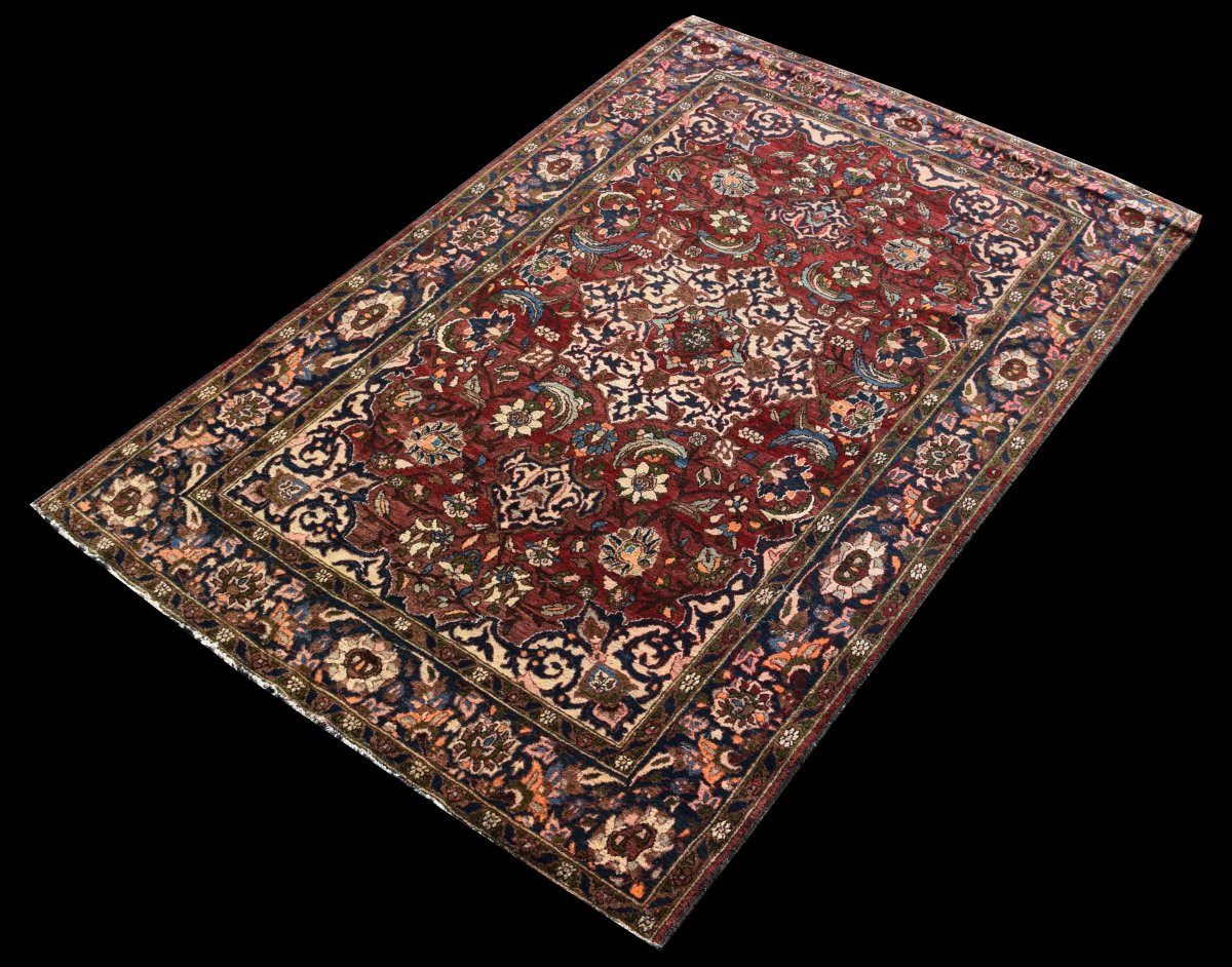 Tapis d'Orient Persan Iran Ispahan Mobarakeh. 1.37 x 2.05 Mètres- Fait Main - Ancien: 1920' -photo-3
