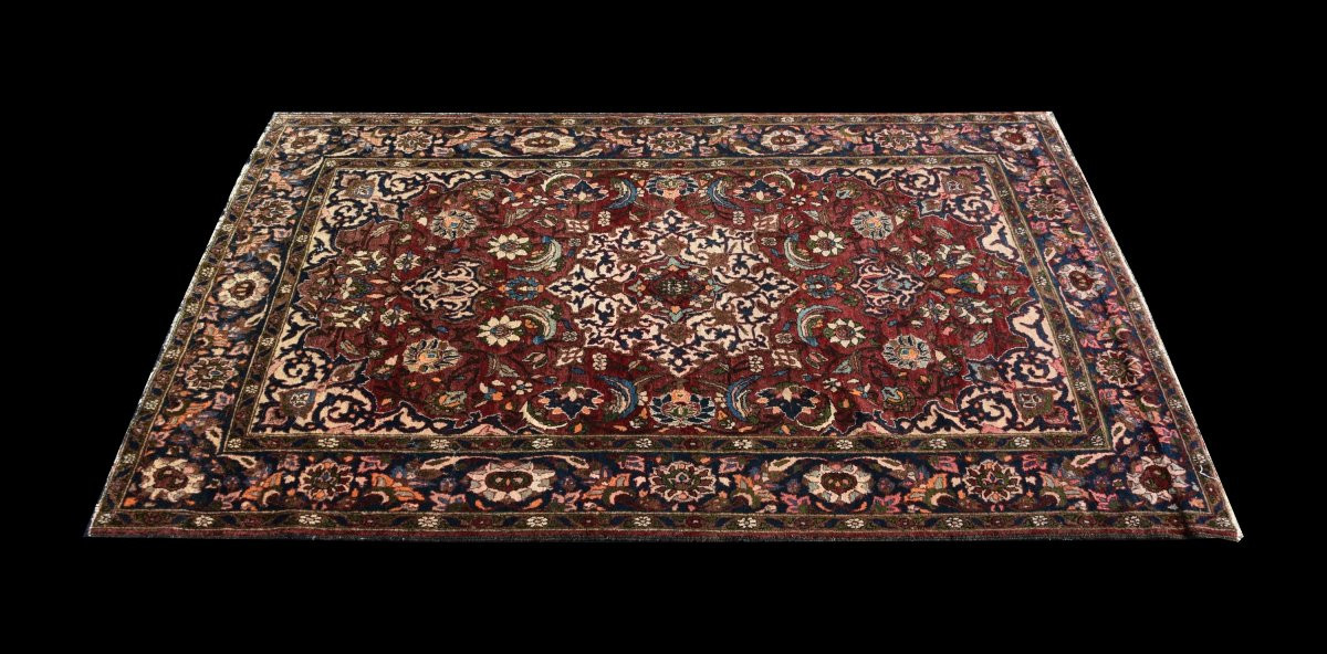Tapis d'Orient Persan Iran Ispahan Mobarakeh. 1.37 x 2.05 Mètres- Fait Main - Ancien: 1920' -photo-4