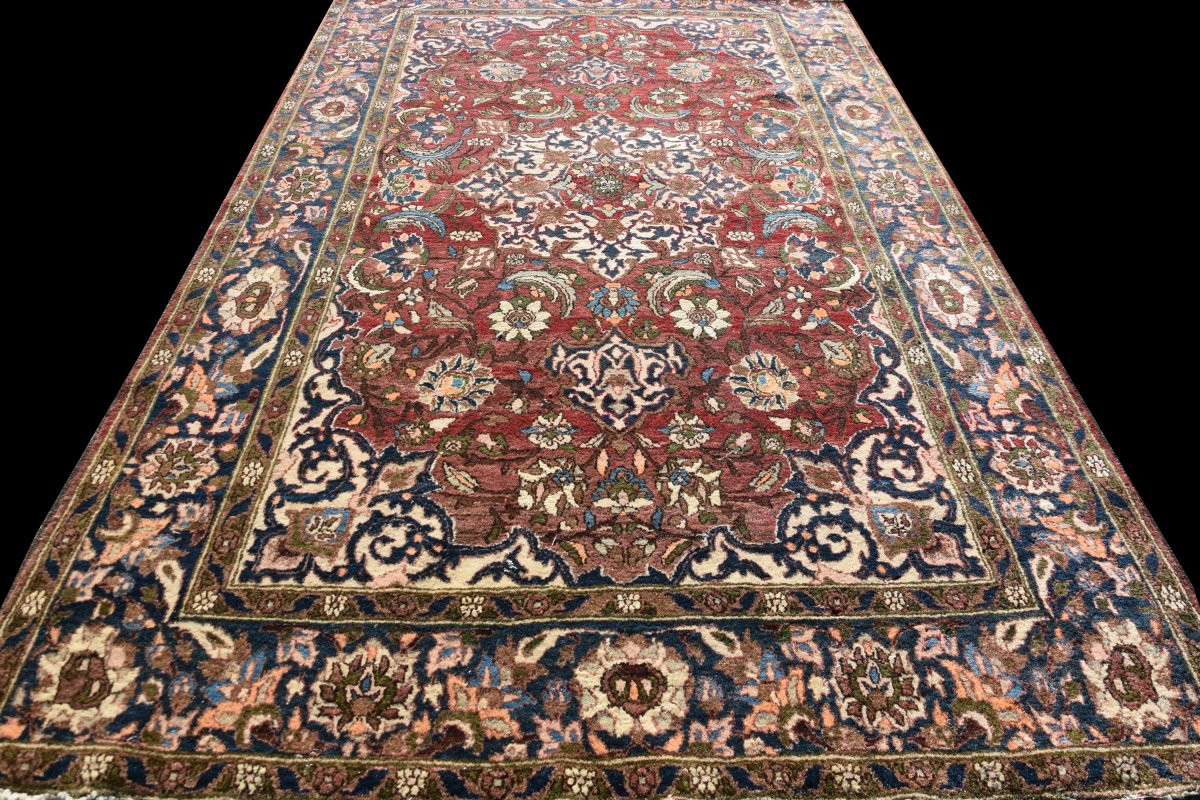Tapis d'Orient Persan Iran Ispahan Mobarakeh. 1.37 x 2.05 Mètres- Fait Main - Ancien: 1920' -photo-2