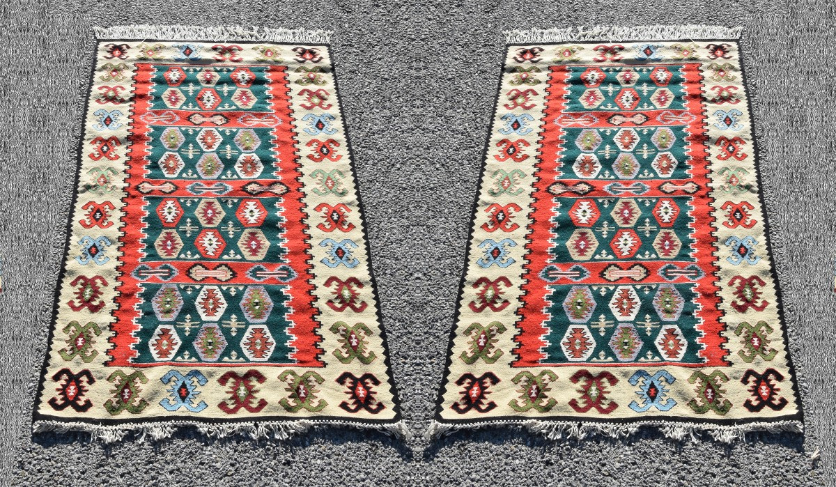 Paire de Tapis Kilims Turc : 1,00 x 1,55 Mètres - "Galerie Sardje"-photo-1