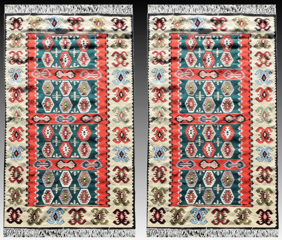 Paire de Tapis Kilims Turc : 1,00 x 1,55 Mètres - "Galerie Sardje"