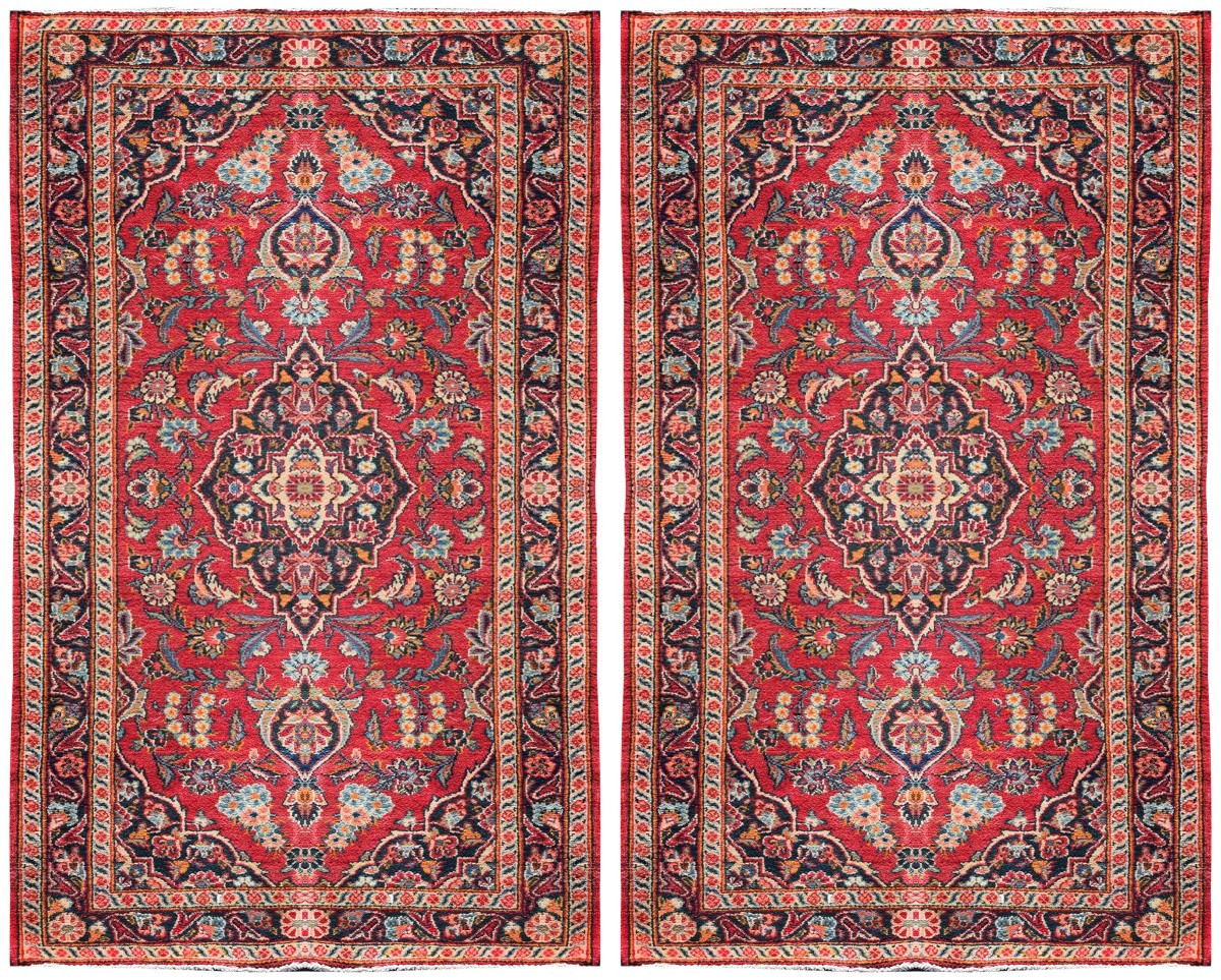 Iranian Kashan Oriental Rugs (pair) 0.70 X 1.35 Meters