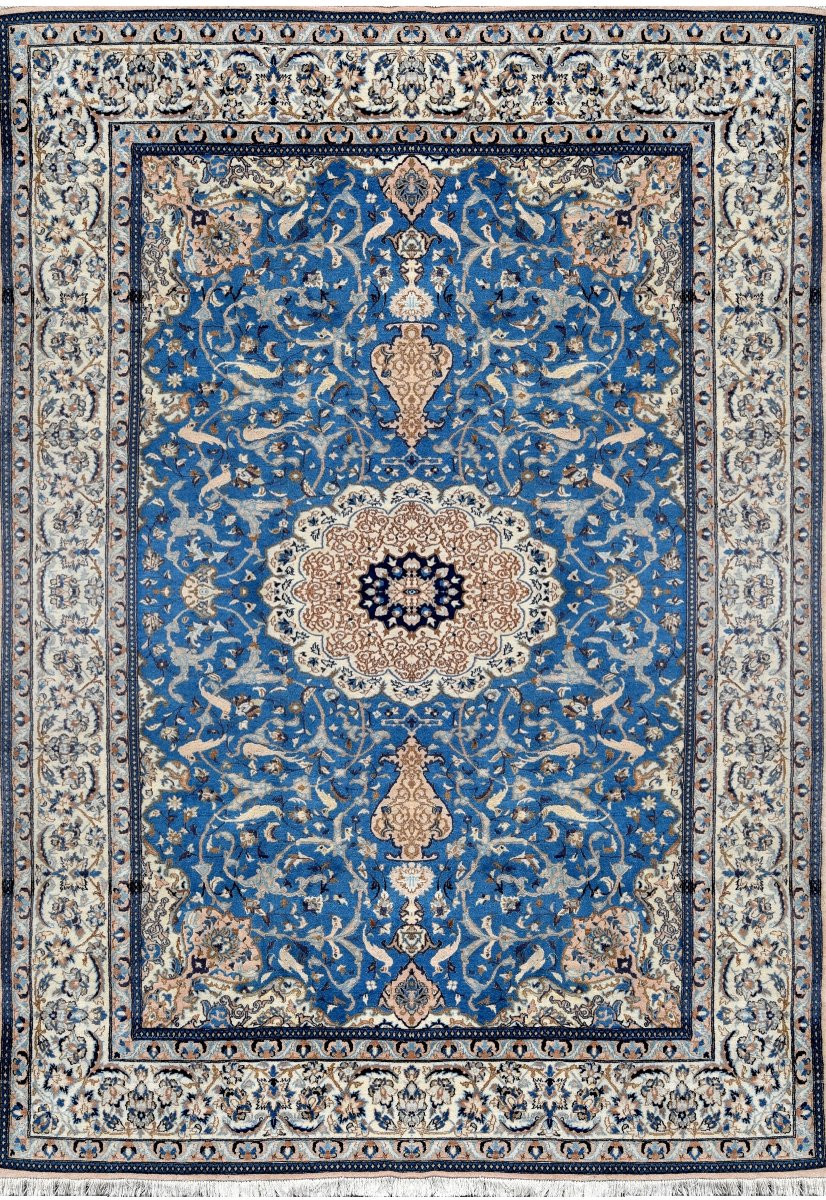 Tapis d'Orient Persan Iran Naïn, Laine Et Soie : 3.20 X 2.10 Mètres  - "Galerie Sardje"-photo-2