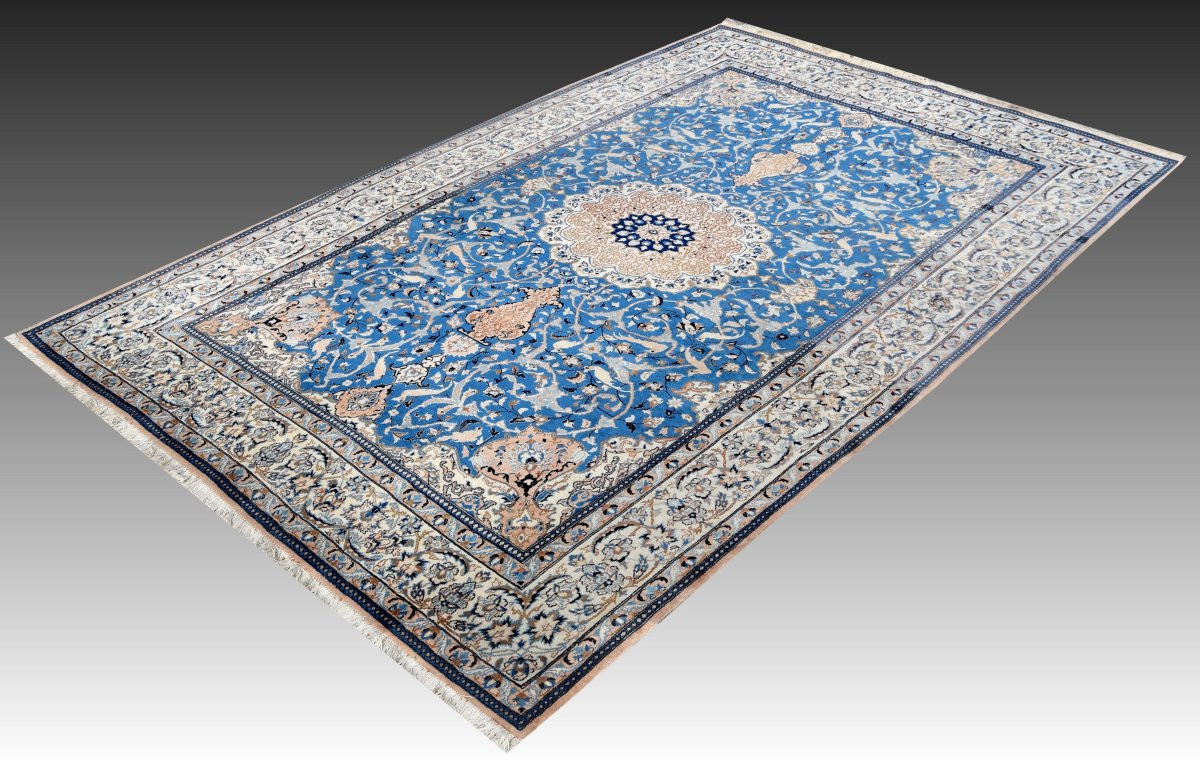 Tapis d'Orient Persan Iran Naïn, Laine Et Soie : 3.20 X 2.10 Mètres  - "Galerie Sardje"-photo-4