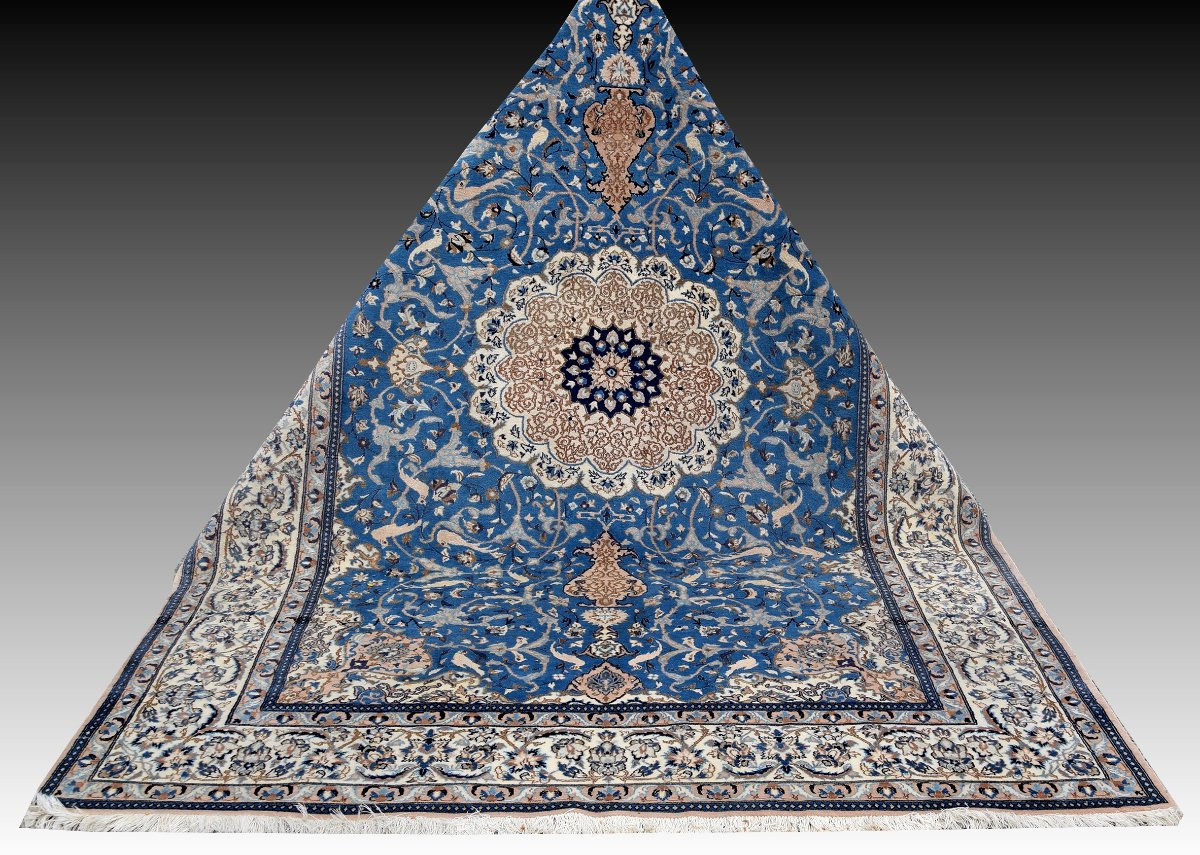 Tapis d'Orient Persan Iran Naïn, Laine Et Soie : 3.20 X 2.10 Mètres  - "Galerie Sardje"-photo-1