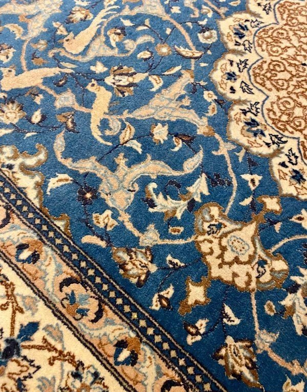 Tapis d'Orient Persan Iran Naïn, Laine Et Soie : 3.20 X 2.10 Mètres  - "Galerie Sardje"-photo-3