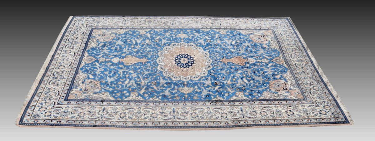 Tapis d'Orient Persan Iran Naïn, Laine Et Soie : 3.20 X 2.10 Mètres  - "Galerie Sardje"-photo-7