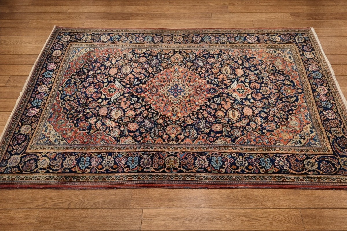 Persian Oriental Rug, Iran, Kashan, Wool And Silk - Dimensions: 1.32 X 2.00 Meters-photo-3