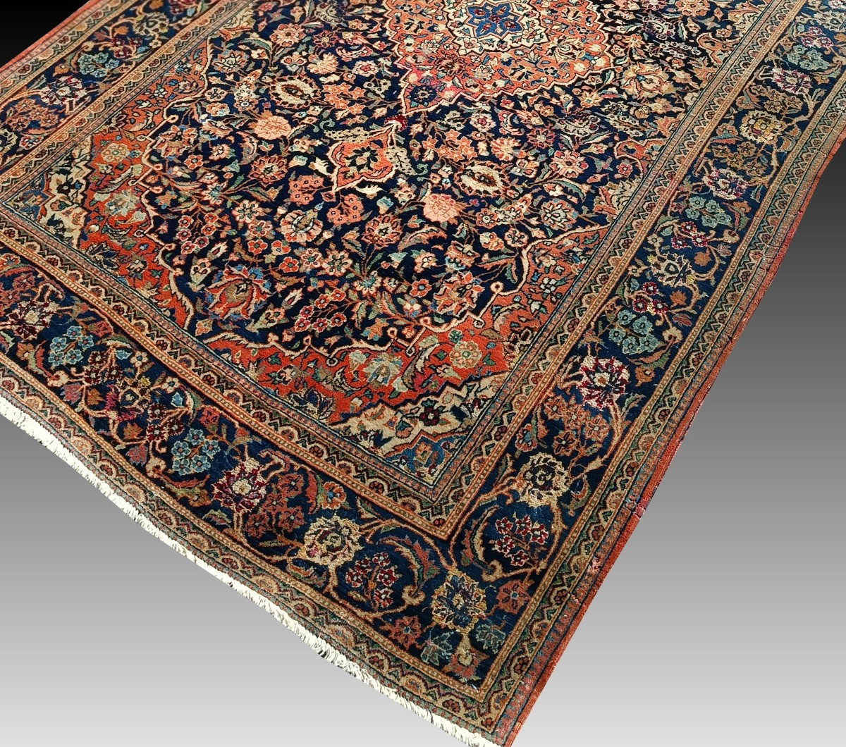Persian Oriental Rug, Iran, Kashan, Wool And Silk - Dimensions: 1.32 X 2.00 Meters-photo-4