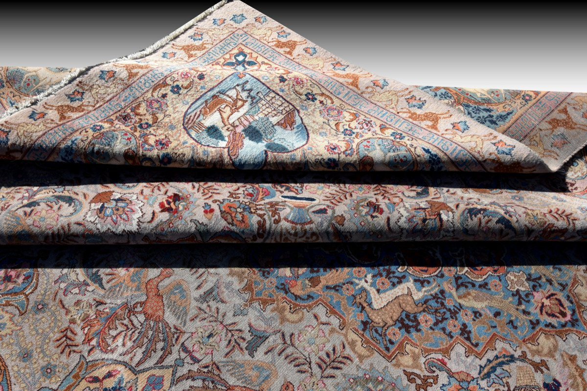 Kashmiri Oriental Rug From Iran, Wool: 2.95 X 3.90 Meters - Circa: 1960 -photo-2