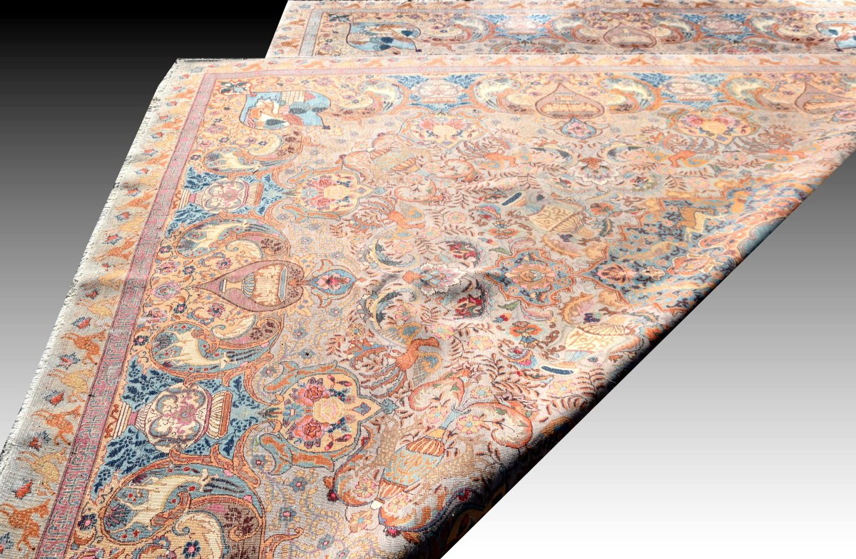 Kashmiri Oriental Rug From Iran, Wool: 2.95 X 3.90 Meters - Circa: 1960 -photo-5