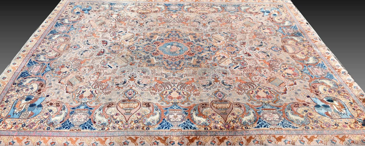 Kashmiri Oriental Rug From Iran, Wool: 2.95 X 3.90 Meters - Circa: 1960 -photo-7