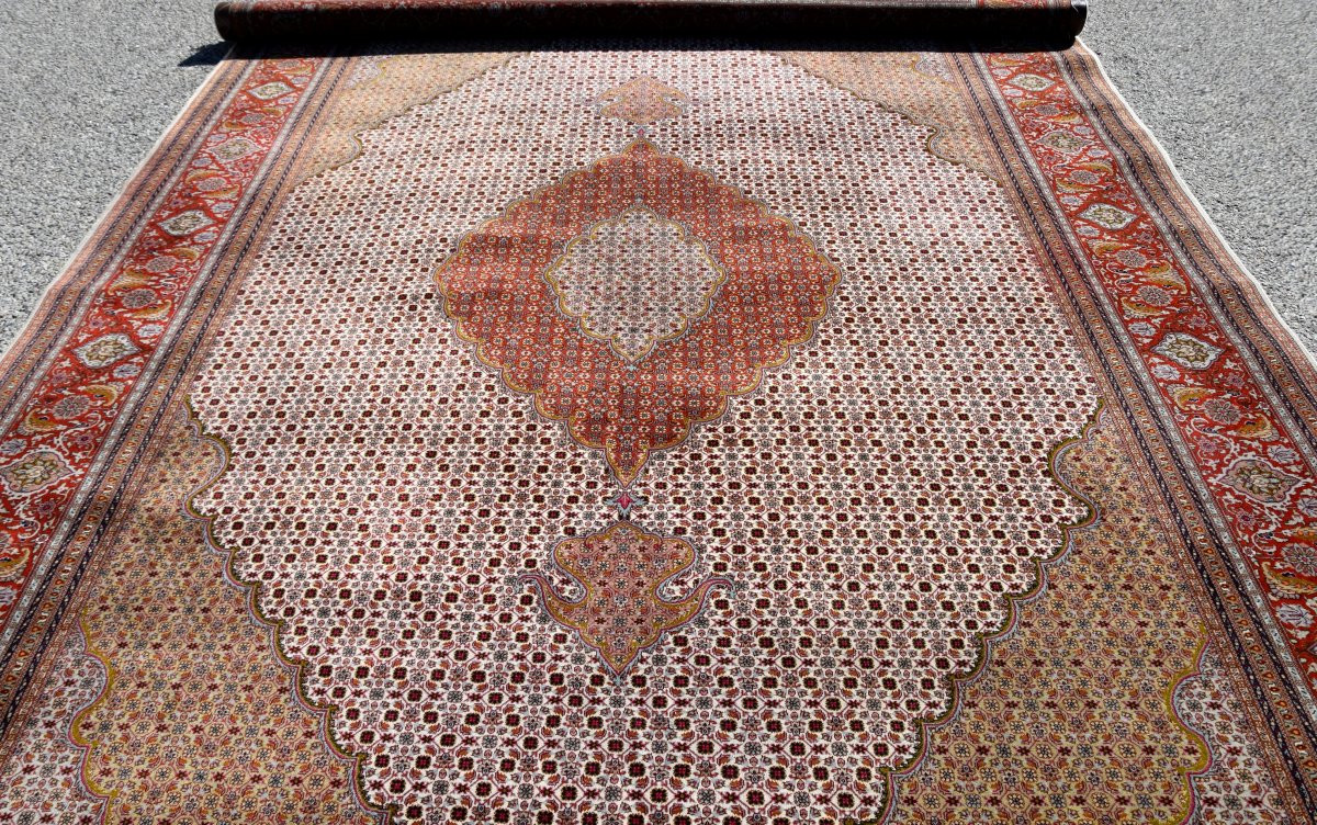 Large Oriental Rug From Tabriz, Iran, Wool And Silk: 3.59 X 2.52 Meters -photo-5