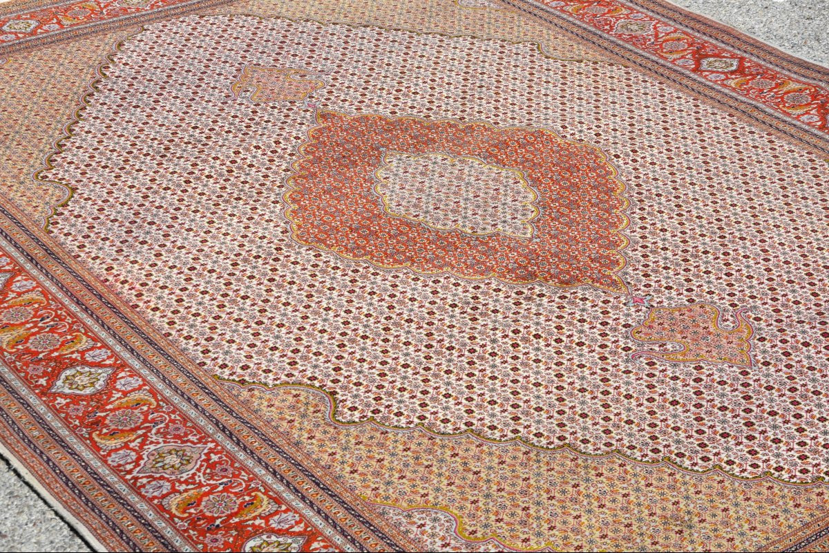 Large Oriental Rug From Tabriz, Iran, Wool And Silk: 3.59 X 2.52 Meters -photo-7