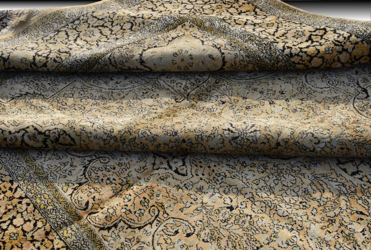 Grand Tapis d'Orient Kashmir  Soie-   Dim: 3.95 X 2.75 Mètres -  Inde - "Galerie Sardje"-photo-2