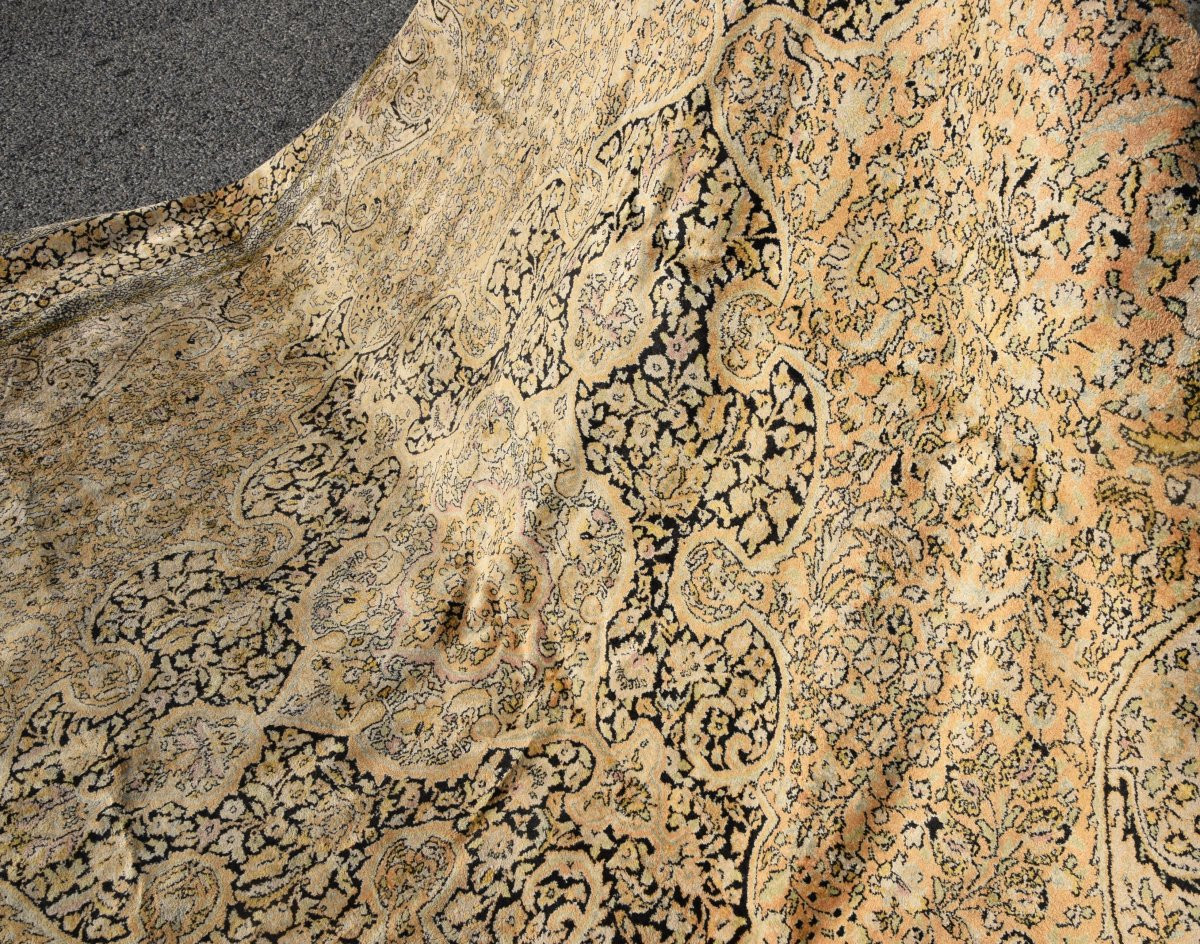 Grand Tapis d'Orient Kashmir  Soie-   Dim: 3.95 X 2.75 Mètres -  Inde - "Galerie Sardje"-photo-4