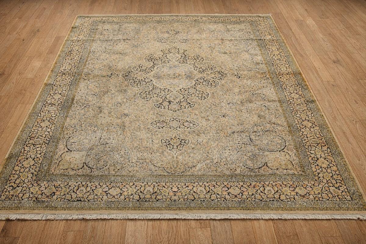 Grand Tapis d'Orient Kashmir  Soie-   Dim: 3.95 X 2.75 Mètres -  Inde - "Galerie Sardje"-photo-8