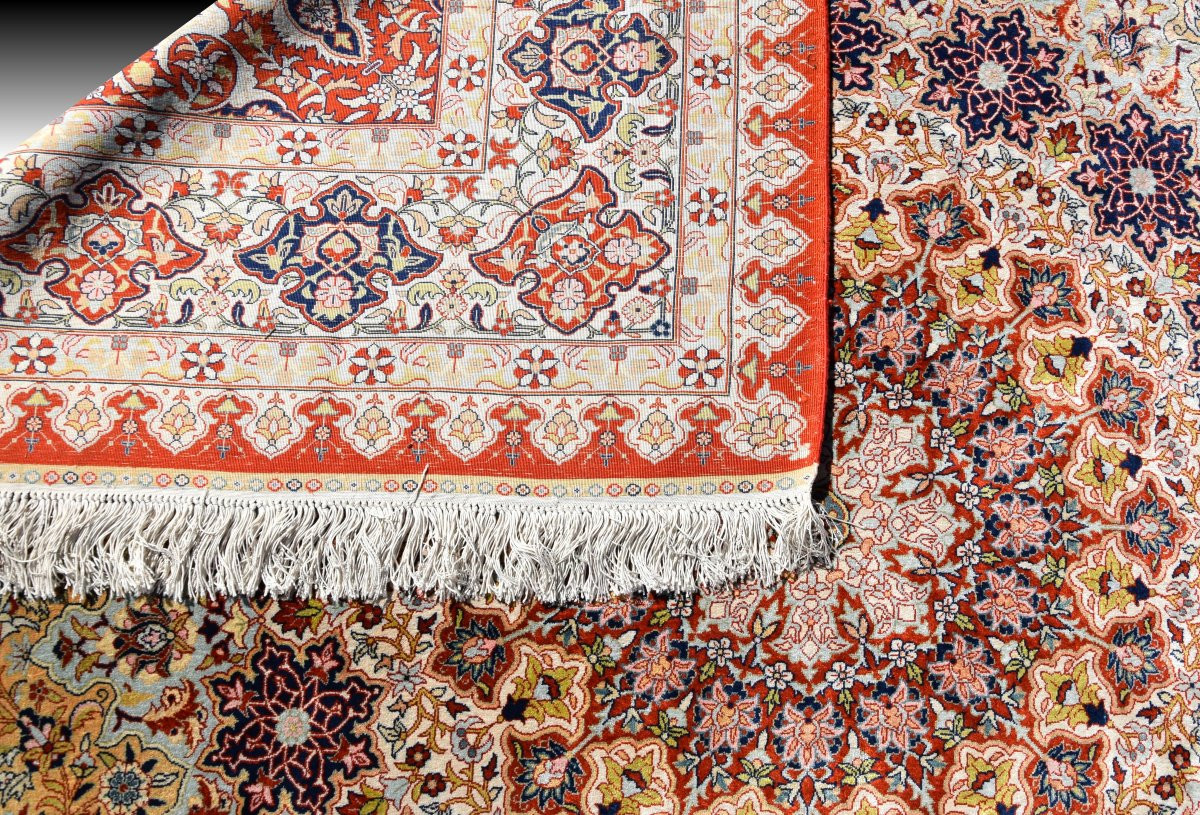 Egyptian Oriental Rug, Pure Silk: 2.00 X 2.00 Meters - Handmade - "galerie Sardje"-photo-5