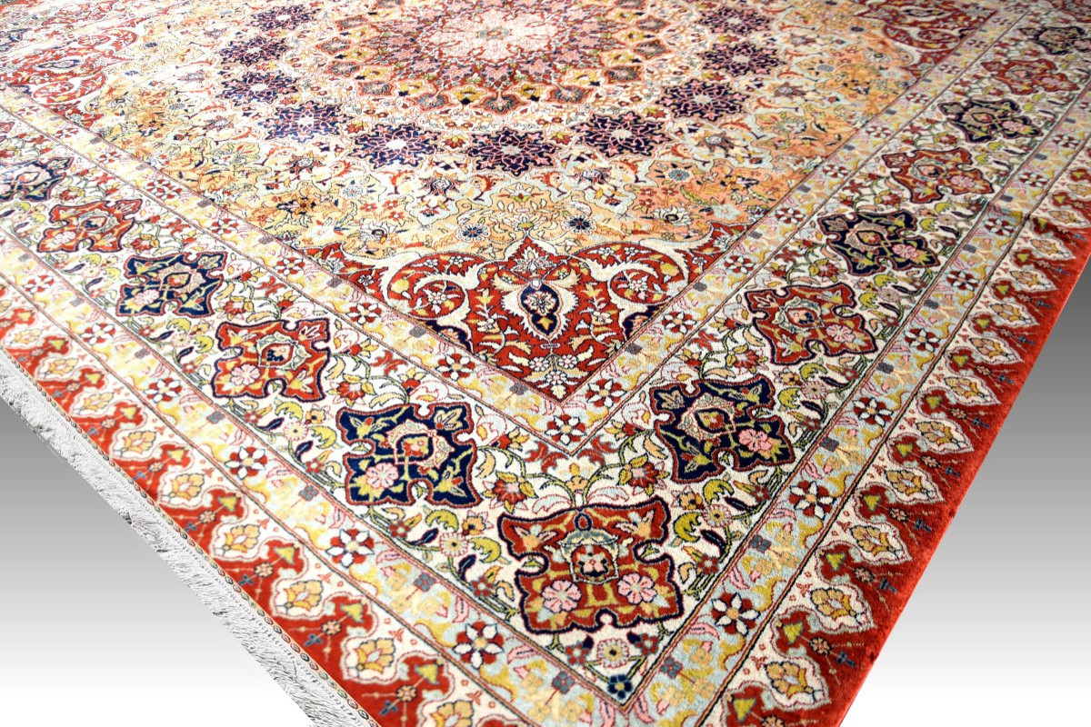 Egyptian Oriental Rug, Pure Silk: 2.00 X 2.00 Meters - Handmade - "galerie Sardje"-photo-6
