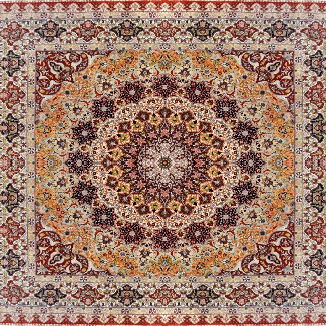 Egyptian Oriental Rug, Pure Silk: 2.00 X 2.00 Meters - Handmade - "galerie Sardje"