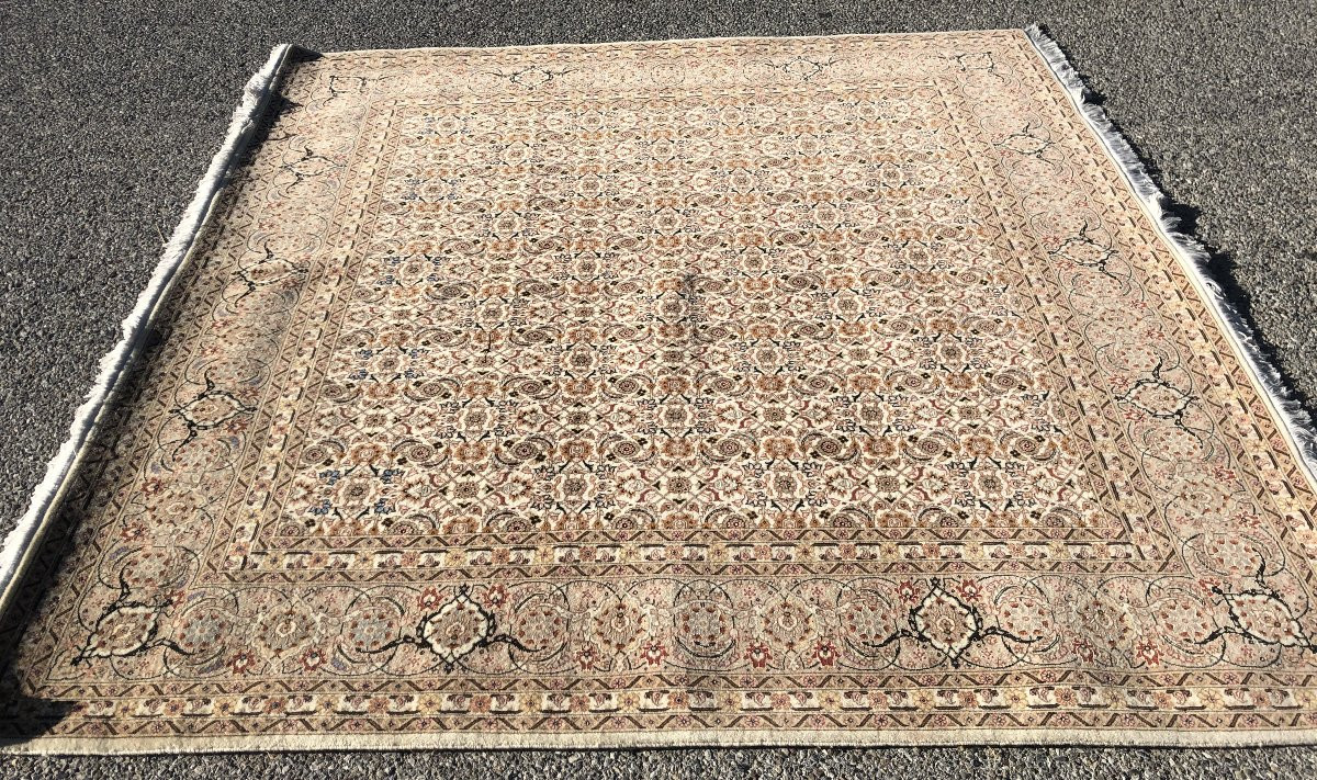 Oriental Rug Iran Tabriz Wool And Silk: 2.00 X 2.00 M - "galerie Sardje" -photo-3