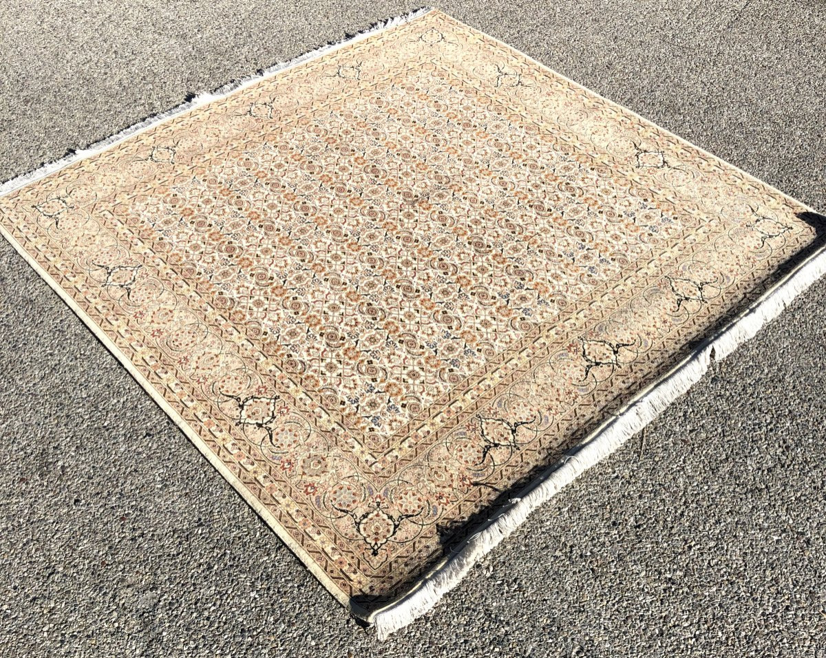 Oriental Rug Iran Tabriz Wool And Silk: 2.00 X 2.00 M - "galerie Sardje" -photo-4