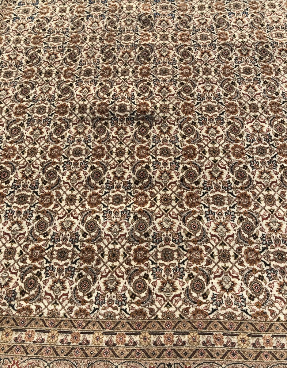 Oriental Rug Iran Tabriz Wool And Silk: 2.00 X 2.00 M - "galerie Sardje" -photo-5