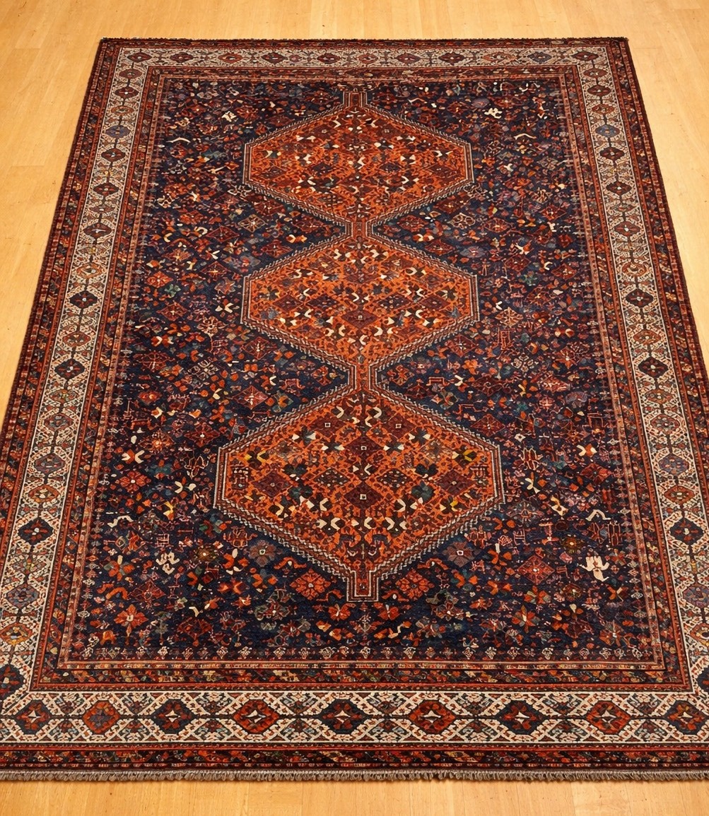Antique Iranian Gashghaï Rug With Three Medallions - Shiraz, Early 20th Century-photo-4