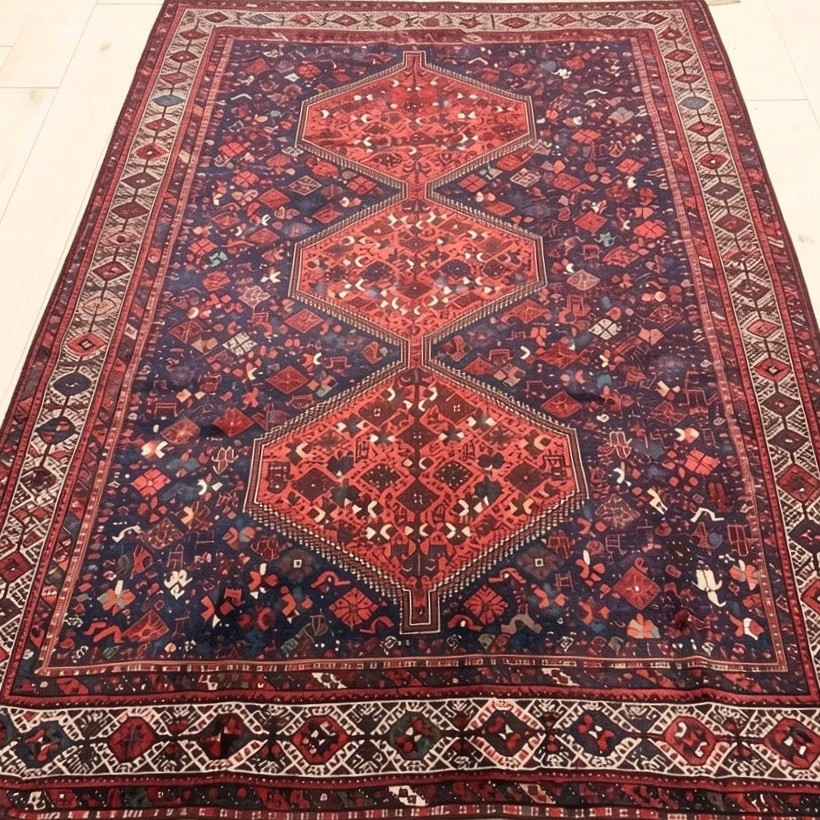 Antique Iranian Gashghaï Rug With Three Medallions - Shiraz, Early 20th Century-photo-2