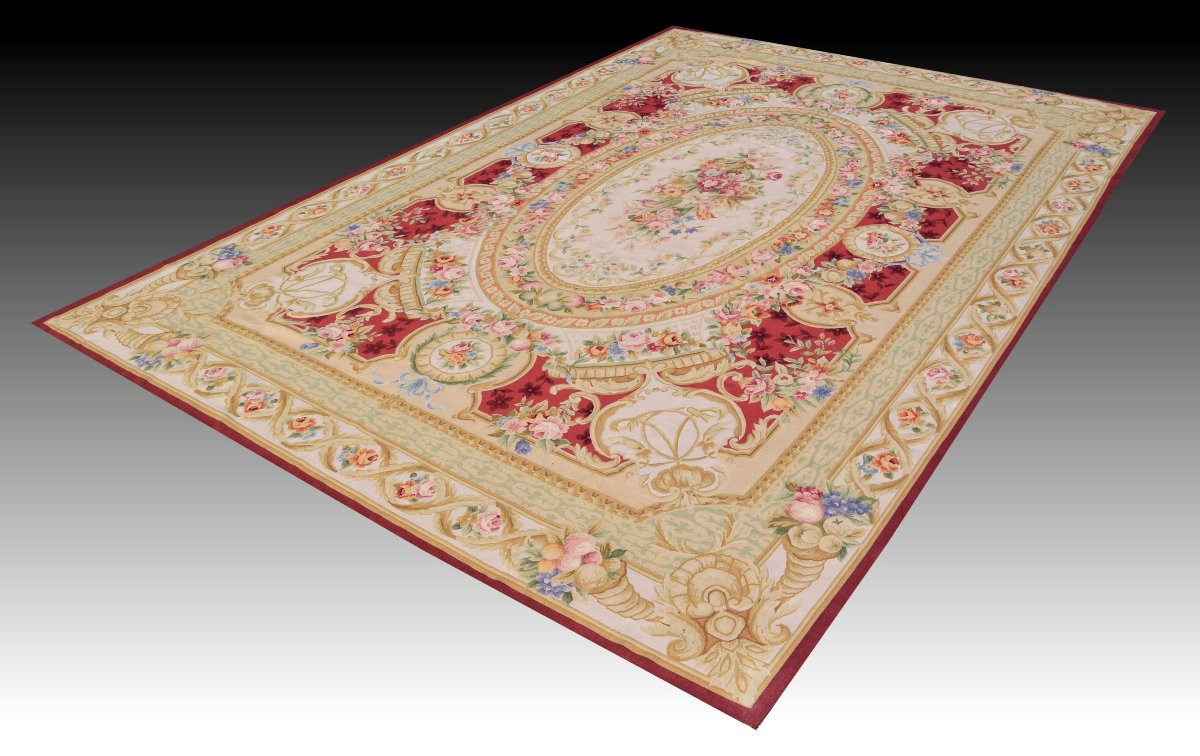  Grand Tapis aux points noués de style Aubusson – 4.45 x 3.00 Mètres - "Galerie Sardje"-photo-3