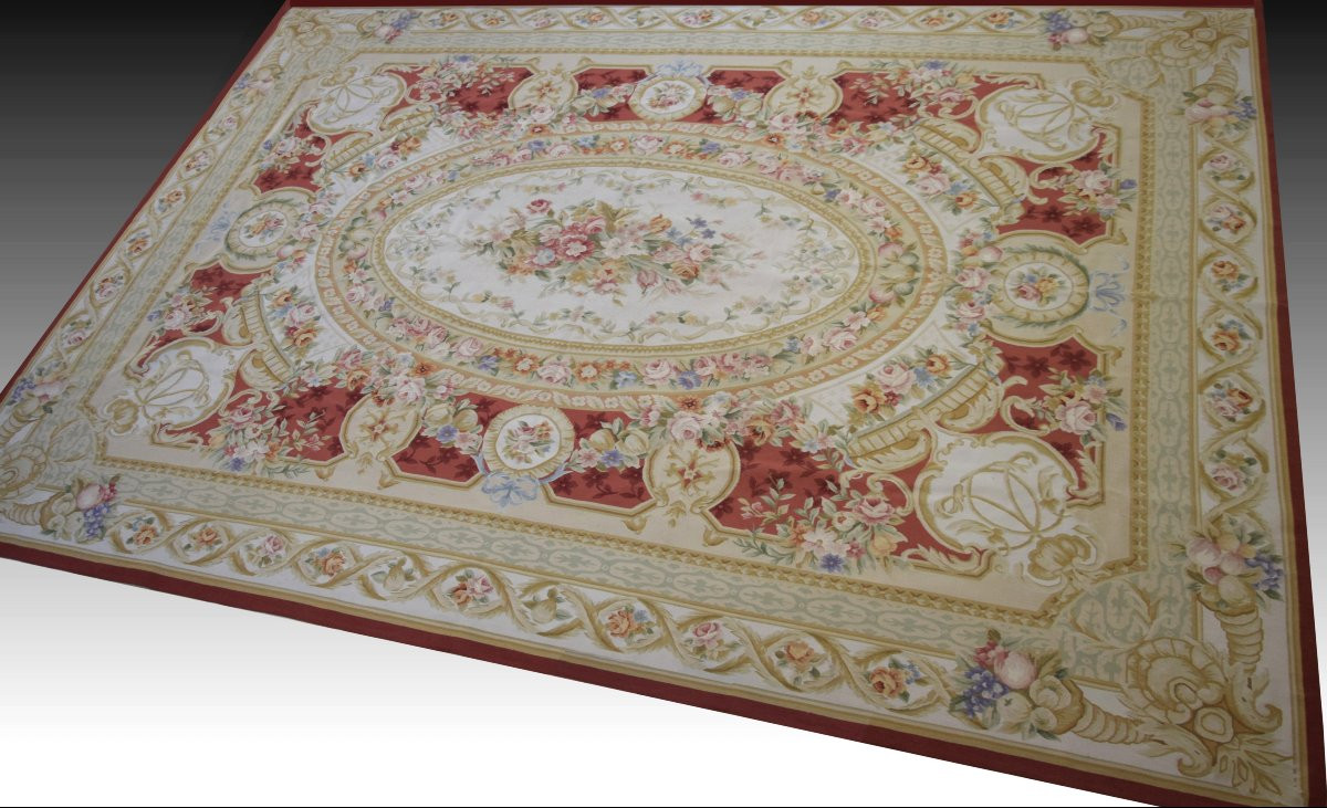  Grand Tapis aux points noués de style Aubusson – 4.45 x 3.00 Mètres - "Galerie Sardje"-photo-4