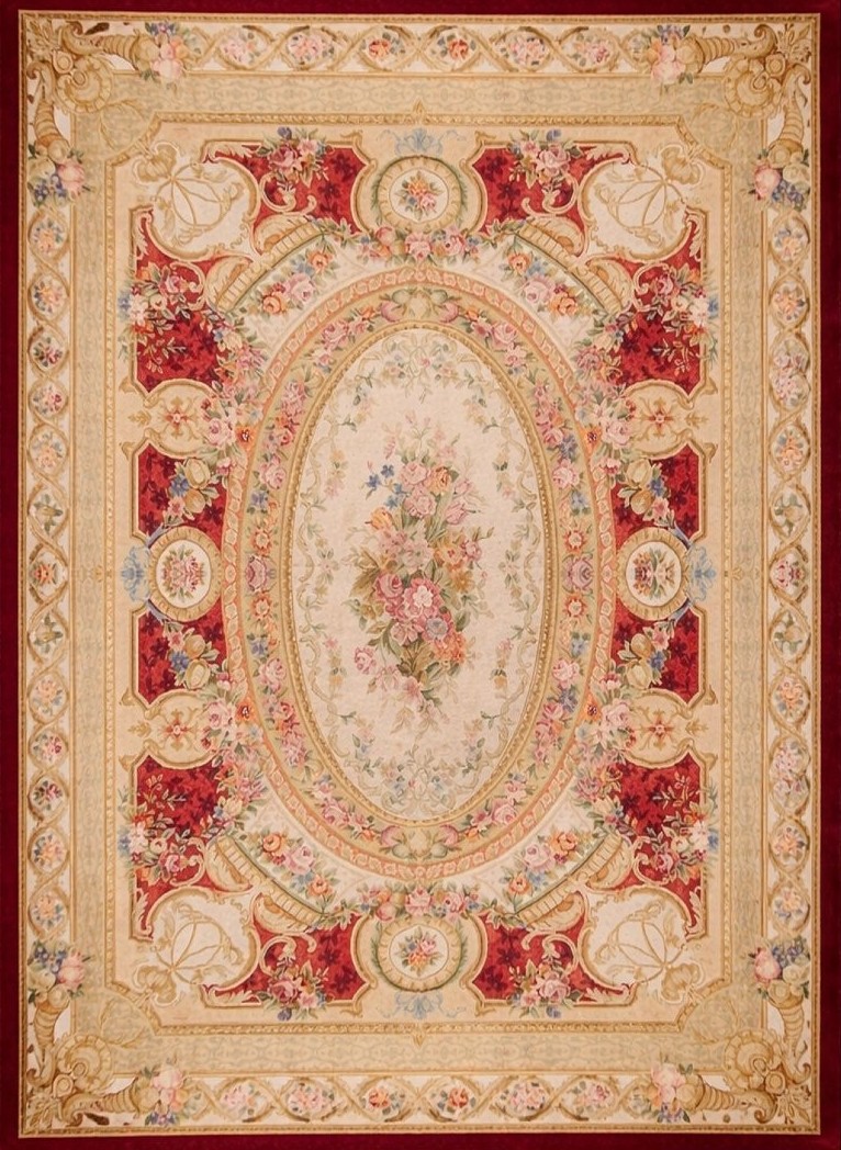  Grand Tapis aux points noués de style Aubusson – 4.45 x 3.00 Mètres - "Galerie Sardje"-photo-2