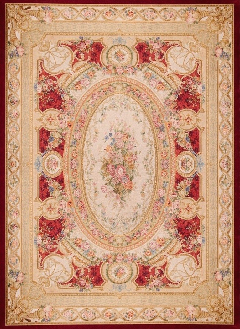  Grand Tapis aux points noués de style Aubusson – 4.45 x 3.00 Mètres - "Galerie Sardje"-photo-2